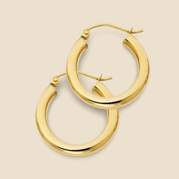 14K Real Gold Hoop Earrings | Timeless Hoop | Birthday Gift | Jewelry Essential - Picture 1 of 8